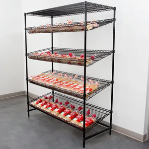 Kệ dây nghiêng 5 tầng 18 \ "D x 36 \" W đơn vị giá thép đen có khả năng chống ăn mòn cho doanh số siêu thị sử dụng trong công nghiệp - Product Image 1