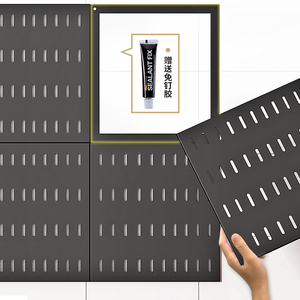 Estante de almacenamiento montado en la pared de acero inoxidable de alta calidad para uso doméstico, garaje y cocina, juego de estante de gancho y Palo sin perforación - Product Image 5