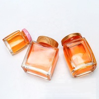Bouteille en verre cristal transparente carrée réutilisable, petit pot de stockage pour le miel