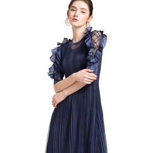 Bureau des femmes européennes <span class=keywords><strong>et</strong></span> américaines Profession de navettage <span class=keywords><strong>grande</strong></span> <span class=keywords><strong>taille</strong></span> élégante qualité femmes robe décontractée à manches moyennes - Product Image 4