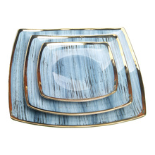 manufacturer direct selling northern european style restaurant hand-painted ceramic plate square shallow plate 6 "8" 10 "