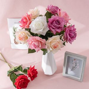 ช่อดอกกุหลาบประดิษฐ์ CallaFloral สีขาว แดง ชมพู ม่วง แชมเปญ สำหรับตกแต่งภายในบ้าน งานแต่งงาน ผ้าทอแบบแพนวีฟ - Product Image 1