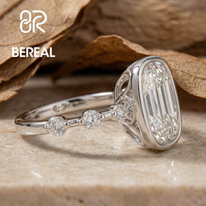 IGI Certified Vvs CVD Lab Grown Diamond Engagement <b>Ring</b> Women Custom 925 <b>Silver</b> HPHT Lab Created Diamond Bezel <b>Ring</b> Fine Jewelry - Product Image 2