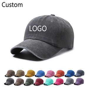 Casquette de baseball vintage personnalisée avec logo, unisexe, effet vieilli, visière incurvée, style Dad Hat, couleur unie, printemps-été, ajustable, pour couple - Product Image 1