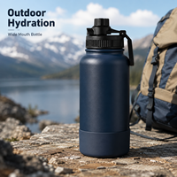 Offre Spéciale – Bouteille d'eau isotherme en acier inoxydable à double paroi de 18 oz et 32 oz avec bouchon à vis à large ouverture pour la gym, personnalisable avec logo