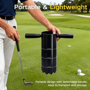 Perforador de Hoyos de <span class=keywords><strong>Golf</strong></span> con Mango Desmontable, Cortador de Hoyos de <span class=keywords><strong>Golf</strong></span> Portátil de Acero Inoxidable, <span class=keywords><strong>Equipo</strong></span> de Práctica para Putting Green en Exteriores y Jardín - Product Image 1
