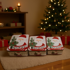 Homeera Christmas Storage Box Set Iron Square Decorative Ornament For Holiday Decoration - Product Image 2