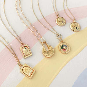 Laodun Hot Sales Ins Style 18K Collar de oro Rectángulo Colgante giratorio Simple <span class=keywords><strong>Luna</strong></span> Encanto Collar de latón Vermeil - Product Image 4