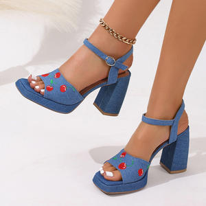 Sandales à talon haut et bout pointu pour femme, style polyvalent d'été, à bride unique et lanière cheville ceinturée - Product Image 2