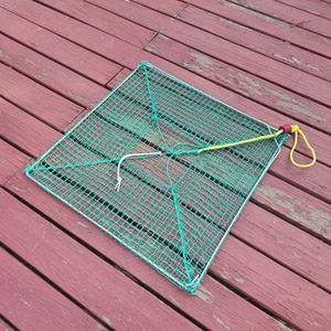 Nouveau Piège à crabes pliable à ouverture supérieure avec filet en acier inoxydable galvanisé et maille PE 50x50CM pour crabes, poissons et yabbies – Facile à utiliser - Product Image 4