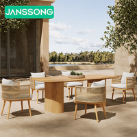 Ensemble de chaises d'extérieur en teck de luxe, table et chaises de patio pour hôtel, chaise de salle à manger en bois pour jardin, mobilier d'extérieur pour hôtel