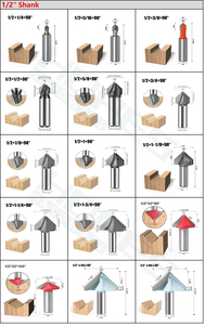Fresa per Legno in Carburo da 1/2 Pollice 12mm con Gambo a 90 Gradi, Punta a V per Fresatrice, Utensili per Incisione e Intaglio - Product Image 5