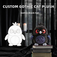 Peluche personnalisée chat noir style gothique, cadeau pour fans, avec rembourrage en coton PP