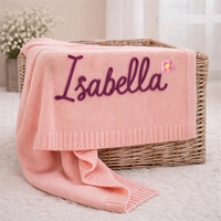 Personalisierte Babydecke mit Besticktem Namen, Maßgefertigte Weiche Strick-Baumwolldecken, Neugeborenen-Andenken-Geschenk