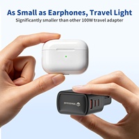 Adaptador de Viaje Universal Wontravel con Logotipo Personalizado, Enchufe Universal, 100W, Doble Puerto USB Tipo C, Mini Adaptador de Bolsillo