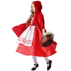 Robe en dentelle de luxe pour enfants HP, style Lolita, avec cape, costume de Petit Chaperon Rouge - Product Image 3