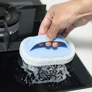 Cleaning Brush With <b>Handle</b> <b>Sponge</b> Multi Functional For Bathroom Kitchen Tile Glass Dishwashing Pot Washing - Product Image 3