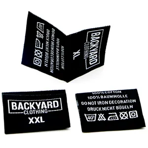 Label Cloth Custom Logo Tags High Density Fabric Damask For Clothing Brand Garments Accessories Manufacturer