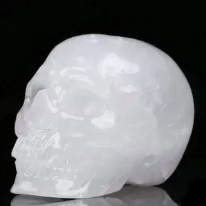 Резная Хрустальная черепа из кварцевого камня 2,0 дюйма, реалистичные Исцеляющие черепа из кристаллов