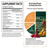 SYC BIO Gommes au Poivre de Cayenne Ingrédients Premium 60 Unités Soutien Quotidien au Bien-être Adulte Naturel Marque Privée OEM ODM Usine
