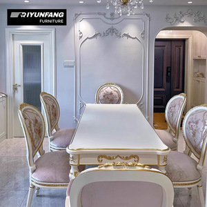 Hiện đại rắn gỗ chạm khắc bàn ăn và ghế đặt với 6 chỗ ngồi dài hình chữ nhật thiết kế - Product Image 2