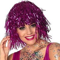 Peluca de Fiesta Disco de PVC Colorida para Mujer, Disfraz, Baile de Máscaras, Decoraciones de Escenario, Baile, Carnaval, Decoraciones de Fiesta de Seda
