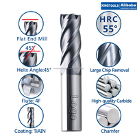 Fraise à queue en carbure de tungstène 1-12mm à 4 dents HRC 45/55/65, revêtement solide pour machine CNC, pour le travail des métaux