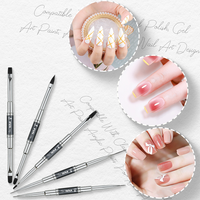 Nouvel ensemble professionnel de 5 pinceaux à double embout pour nail art, avec manche métallique, pour extension de gel et décoration de liner, gainant en temps et l'espace