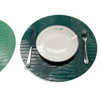 Napperons de table en similicuir de luxe modernes et imperméables en PU végétalien vert pour hôtels, vente en gros