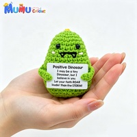 Vente en gros de poupées amigurumi dinosaures en crochet faites à la main avec carte d'encouragement, dinosaure d'accompagnement émotionnel pour le bureau