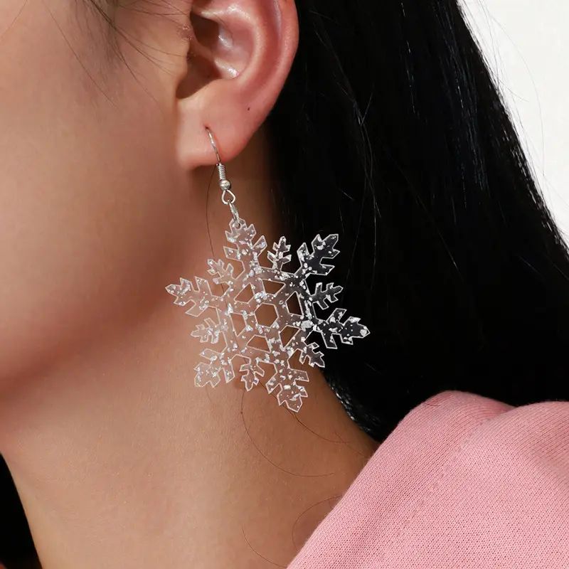 Resina acrílica Natal Snowflakes Declaração Brincos Moda Jóias Mulheres Brincos Gota