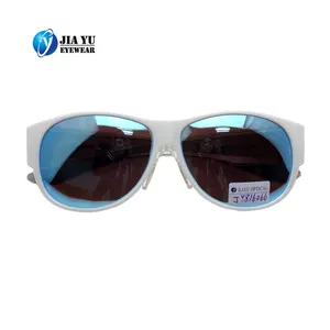 Benutzer definierte Farben Große Größe Ovale Form Blauer Spiegel TAC Linse Fahrrad Sport Outdoor Brille Passt über Sonnenbrille Polarisiert