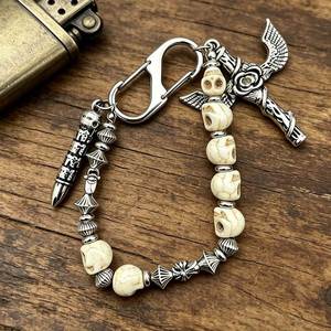 Metal Beaded Keychains Carabiner Custom Logo Chain Zinc Alloy Wholesale Souvenir Gift Gothic Punk Style Personalized <b>Key</b> <b>Ring</b> - Product Image 1