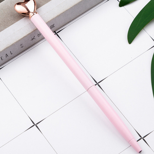 Logotipo personalizado de oro y de plata chapado en oro rosa negro varios slim color pluma de metal de los niños bolígrafo con forma de corazón en la parte superior - Product Image 2