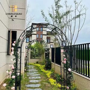 Arche en <span class=keywords><strong>fer</strong></span> <span class=keywords><strong>forgé</strong></span> verte de luxe avec motif de vigne florale, portes cintrées haut de gamme personnalisées, arches de jardin - Product Image 2