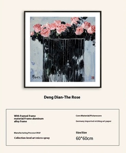 Bigimage artista chino edición limitada Rosa planta paisaje pintura colgante sala de estar <span class=keywords><strong>restaurante</strong></span> dormitorio decoración única para el hogar - Product Image 2