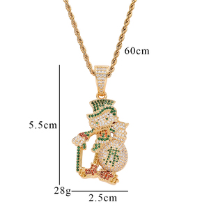 Liontin Hewan Berlapis Emas CN282 dari Kuningan dengan Batu CZ dan Rantai Tali, Perhiasan Kalung Hip Hop untuk Pria Wanita, Cocok untuk Pesta dan Kegunaan Sehari-hari - Product Image 2