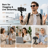 Microphone sans fil ultra-léger avec réduction de bruit IA, micro-cravate portable à clipser pour interview et diffusion en direct