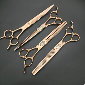 Tijeras de aseo para mascotas de oro rosa, hoja recta de acero inoxidable de 7 pulgadas para cortar el pelo de perros, herramienta de belleza - Product Image 2