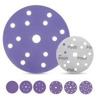 Disque de ponçage automobile OEM de 6 pouces, abrasif à crochets et boucles, P240, papier abrasif céramique violet anti-colmatage
