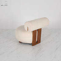 Fauteuil d'appoint moderne de luxe nordique en bouclette pour chambre d'hôtel, salon ou maison, avec structure en bois