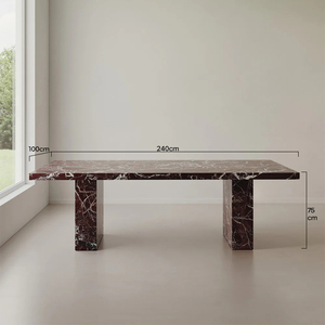 <span class=keywords><strong>Tavolo</strong></span> da Pranzo Moderno di Lusso in <span class=keywords><strong>Marmo</strong></span> <span class=keywords><strong>Rosso</strong></span> Rosa Levanto, Design Rettangolare per Sala da Pranzo, Base per 8 Persone - Product Image 3