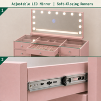 Commode moderne européenne à panneaux LED éclairés avec miroir, tiroirs de grande capacité pour appartement, chambre, salon, usage scolaire