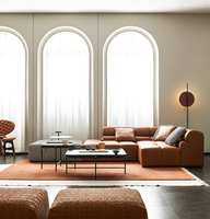 Ensemble de canapés de luxe en cuir de style moderne pour projets hôteliers, avec revêtement en coton écologique en forme de L