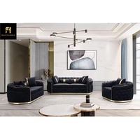 Canapé Moderne de Luxe sur Mesure en Tissu Velours Capitonnage Boutonné avec Cadre en Bois pour Salon, Ensemble de Meubles