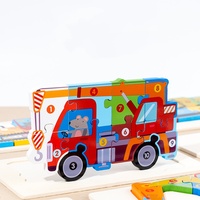 Rompecabezas Educativos de Madera para Niños Pequeños, Juguetes Montessori para Niños y Niñas de 1, 2 y 3 Años, Rompecabezas de Vehículos para el Aprendizaje Preescolar