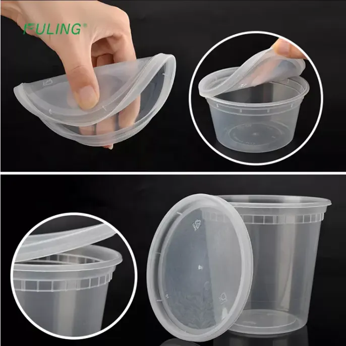 Takeaway recipiente de plástico de embalagens de alimentos clara sopa comida hermético recipiente de alimento deli recipientes com tampas de armazenamento de alimentos conjunto