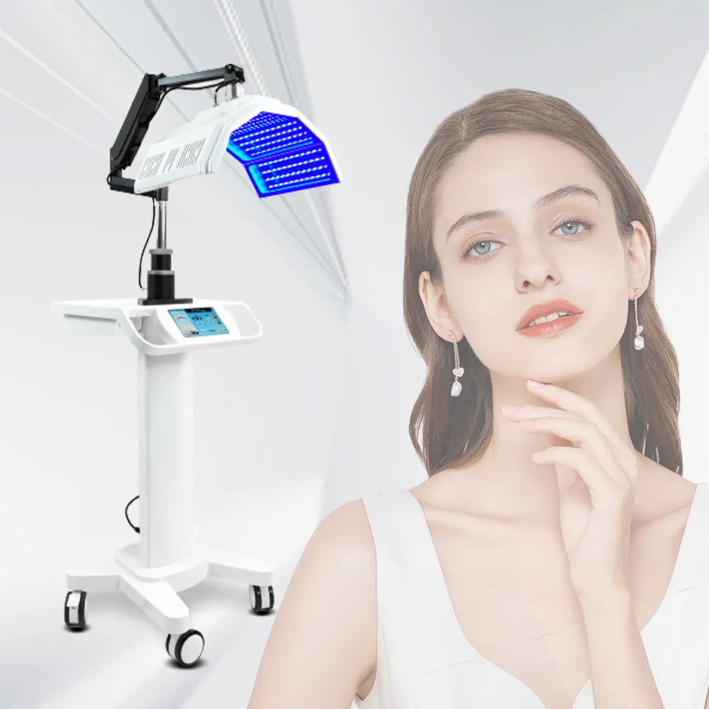 Mới nhất 2024 PDT LED chiếu sáng Beauty Salon máy ánh sáng màu xanh trị liệu mụn trứng cá điều trị ánh sáng đỏ trị liệu PDT máy