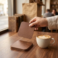 Sous-verres carrés vintage en cuir PU, résistants à la chaleur, antidérapants, pour tasses à café et à thé