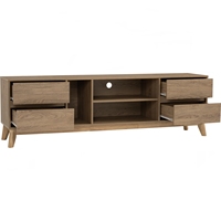 Mueble para TV HIRADO de 1.8M en Color Natural, Patas Metálicas Resistentes, Consola Multimedia, Espacioso para Sala de Estar, Entretenimiento y Televisores
